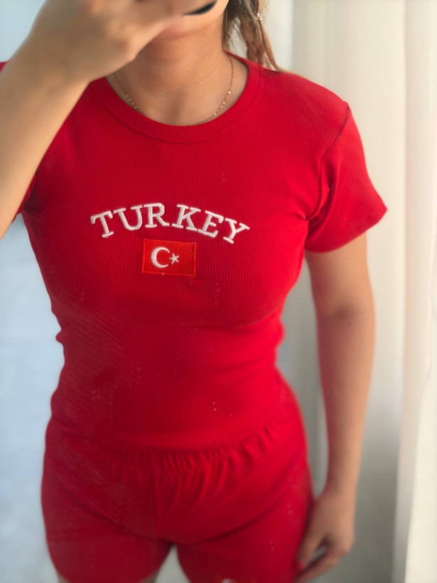 ست تی شرت شورتک زنانه ترکیه