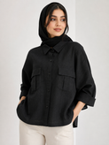 شومیز زنانه مشکی باکسی