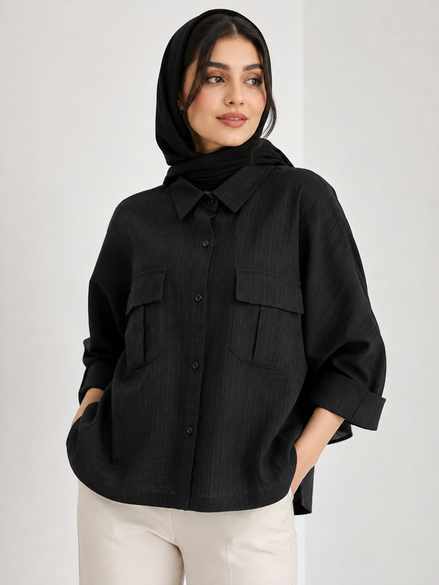 شومیز زنانه مشکی باکسی