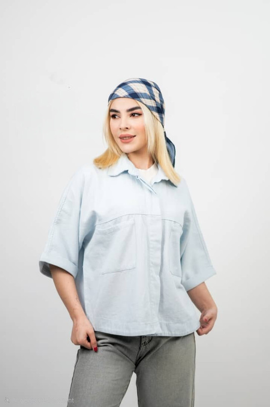 شومیز زنانه باکسی کتان