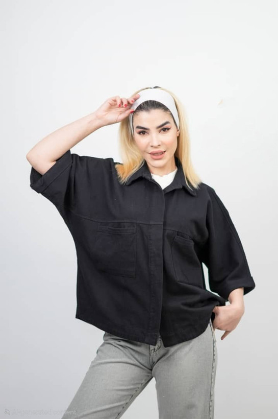 شومیز زنانه باکسی کتان